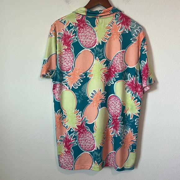 CROWN & IVY Cabana Pineapple Tropical Quick Dry Polo - Picture 3 of 3